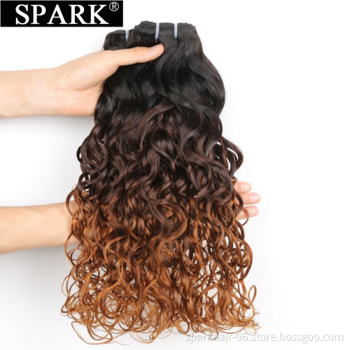 SPARK 8A water wave hair flat weft natural black virgin filipino hair 3 bundles with closures free sample hair bundles